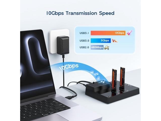 MAIWO Dual Bay NVMe Docking Station, M.2 Duplicator with NVMe Clone(Max 10Gbps),M.2 Dock with Power Switch,Compatible with Windows, mac OS, Linux