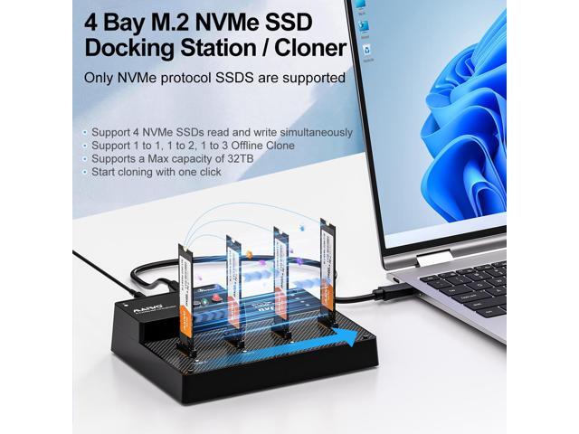MAIWO 4 Bay M.2 NVMe SSD Dock with Cooling Fan, USB4.0 NVMe Cloner Duplicator, Supports 1-to-3 Offline Clone & Software RAID,40Gbps High Speed,...