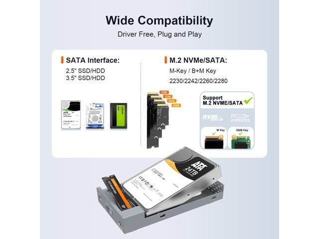MAIWO Dual Bay Enclosure for M.2 NVMe SATA SSD and 2.5 3.5 inch SATA SSD HDD, External Hard Drive to USB C Adapter, 10Gbps 32TB CapacityDO NOT...