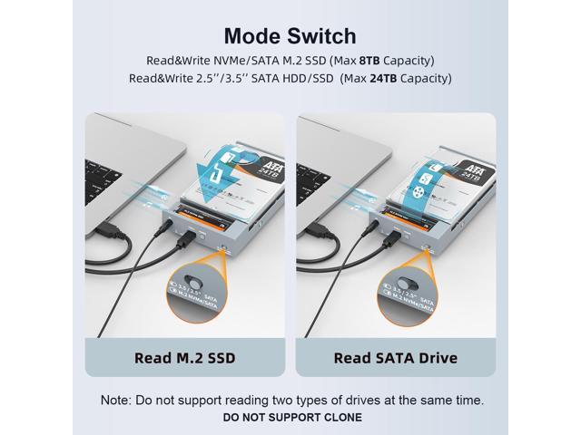 MAIWO Dual Bay Enclosure for M.2 NVMe SATA SSD and 2.5 3.5 inch SATA SSD HDD, External Hard Drive to USB C Adapter, 10Gbps 32TB CapacityDO NOT...