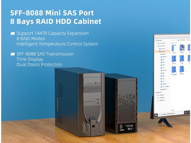 MAIWO 8 Bay Hard Drive RAID Enclosure for 2.5/3.5 inch SAS/SATA SSD/HDD, 8 Raid Modes, 128TB Capacity, External Hard Disk Docking Station DAS with...