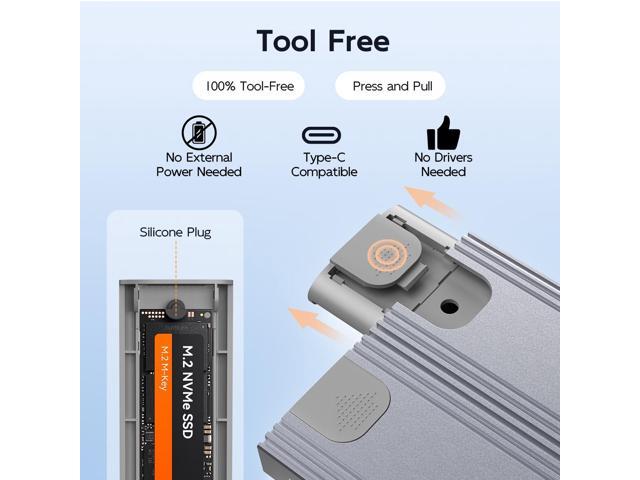 MAIWO Dual Bay M.2 NVMe SSD Enclosure, USB3.1 GEN2 10Gbps with UASP Trim, Up to 16TB, Tool Free PCIe NVMe SSD Enclosure for 2230/2242/2260/2280mm M...