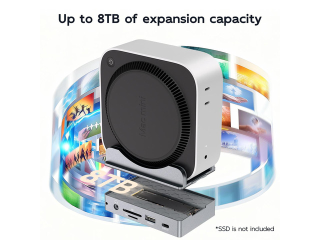 MAIWO Mac mini M4 Dock & Stand with M.2 SATA NVMe Enclosure, Mac mini M4 Pro Hub with 2xUSBA 3.1, 1xUSBA 2.0, USB C Data Port Up to 10Gbps, RJ45...