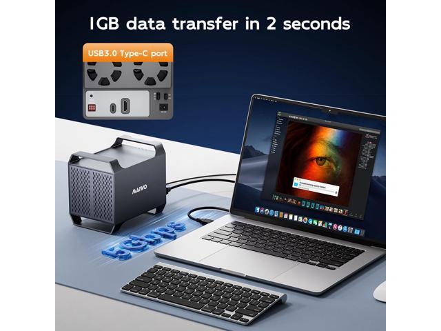 MAIWO 4 Bay HDD RAID Enclosure for 3.5' SATA Drive with Cooling Fan, USB A-C 3.0 & C-C Cable Included, Supports Raid...