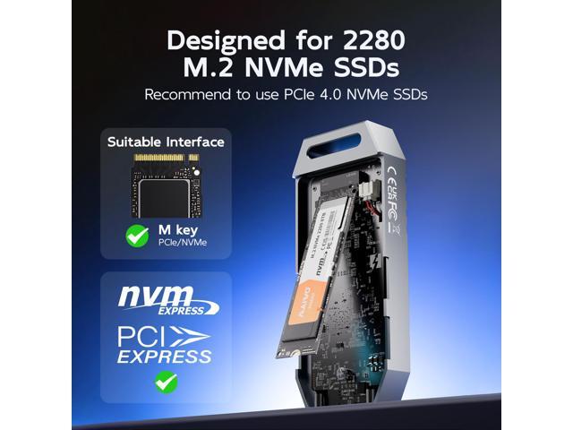 MAIWO 80Gbps M.2 NVMe SSD Enclosure with Cooling Fan, External Tool-Free 80Gbps NVMe Enclosure for 2280 M-Key,Compatible with Thunderbolt...