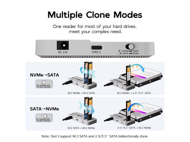 MAIWO M.2 NVMe & 2.5/3.5 SATA SSD HDD Cloner, 10Gbps Clone Station for M.2 SSD and 2.5/3.5 Inch SATA, USB C Hard Drive Reader Adapter Duplicator,...