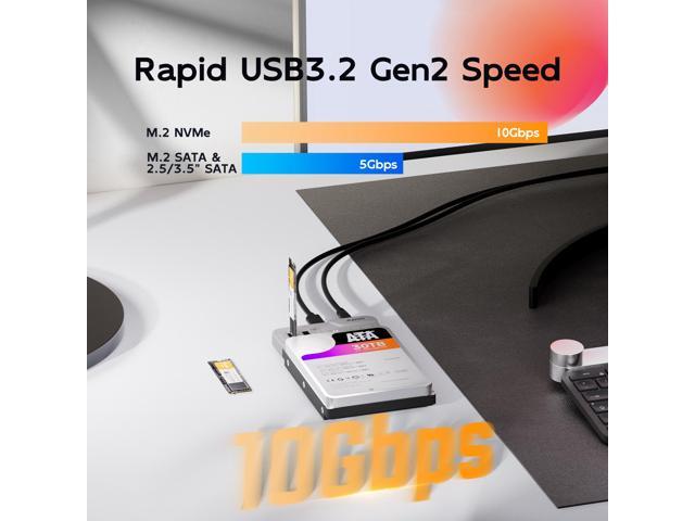 MAIWO M.2 NVMe & 2.5/3.5 SATA SSD HDD Cloner, 10Gbps Clone Station for M.2 SSD and 2.5/3.5 Inch SATA, USB C Hard Drive Reader Adapter Duplicator,...