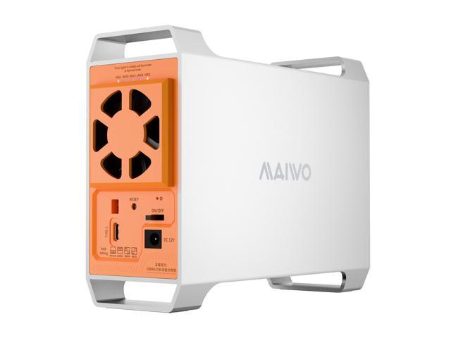 MAIWO Dual Bay SATA RAID Enclosure for 3.5' HDD, Lightning-Fast 5Gbps, 1/0/JBOD/NORMAL Configurations + Smart Temperature-Controlled Fan
