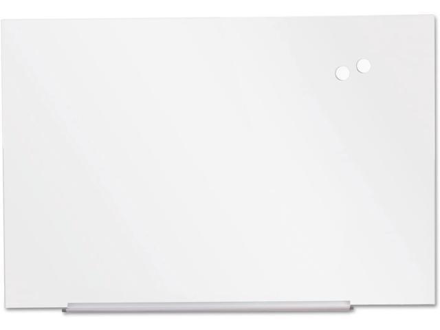 Universal Frameless Magnetic Glass Marker Board, 36' X 24', White UNV43202