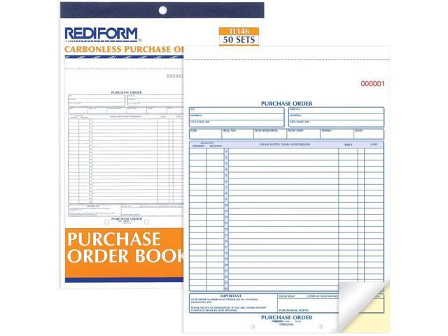Rediform Purchase Order Book 8 1/2 x 11 Letter Two-Part Carbonless 50 Sets/Book