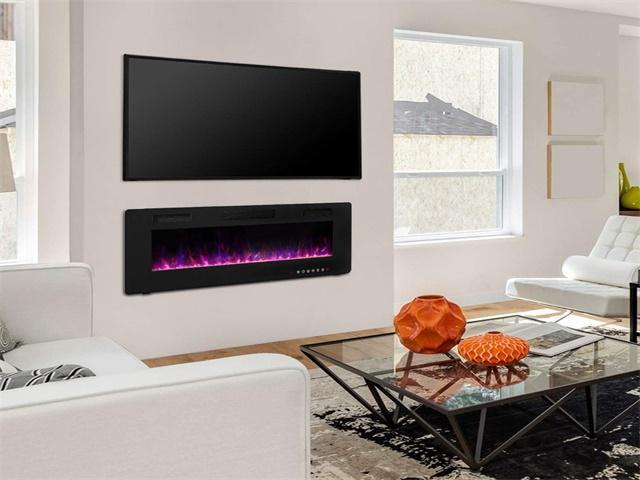 50 inch Wall Mounted and Recessed Electric Fireplace, Adjustable Flame Color and Speed Fireplace Heater Fit for 2 x 4 and 2 x 6 Stud with Touch...