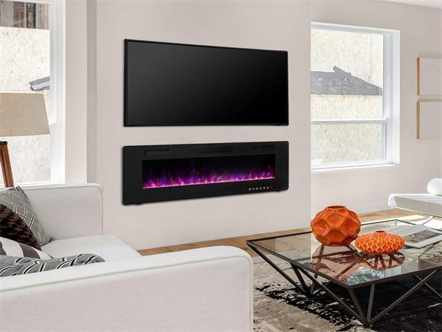 60 inch Wall Mounted and Recessed Electric Fireplace, Adjustable Flame Color and Speed Fireplace Heater Fit for 2 x 4 and 2 x 6 Stud with Touch...