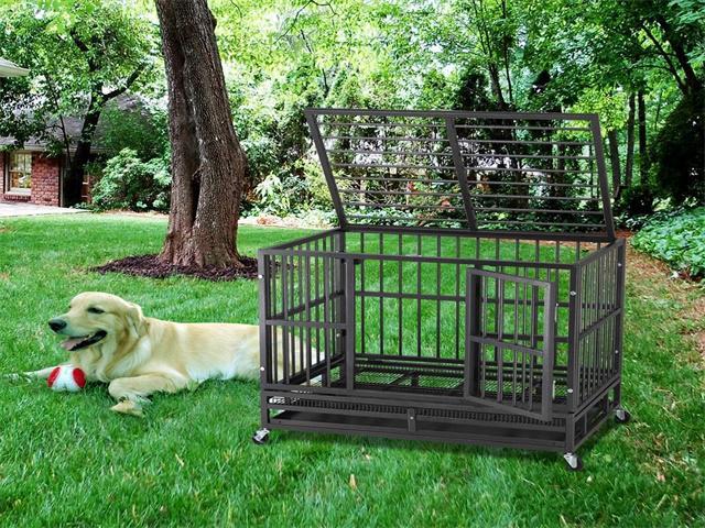 48'' Heavy Duty Metal Dog Cage Kennel Crate and Playpen for Training Large Dog Indoor Outdoor with Double Doors & Locks Design Included Lockable...