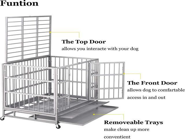 48'' Heavy Duty Metal Dog Cage Kennel Crate and Playpen for Training Large Dog Indoor Outdoor with Double Doors & Locks Design Included Lockable...
