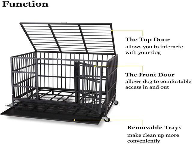 48'' Heavy Duty Metal Dog Cage Kennel Crate and Playpen for Training Large Dog Indoor Outdoor with Double Doors & Locks Design Included Lockable...
