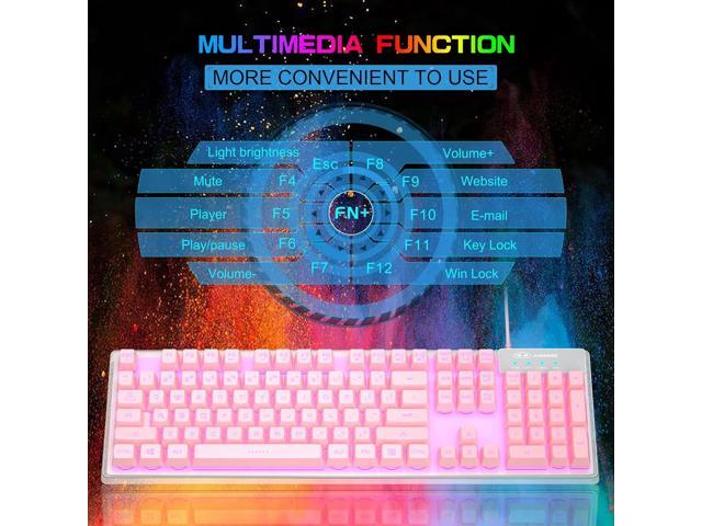 MageGee Gaming Keyboard, 7 Solid Colors Backlit Wired Gaming Keyboard with Clear Housing and Double-Shot Keycaps, K1 Waterproof Ergonomic 104 Keys...