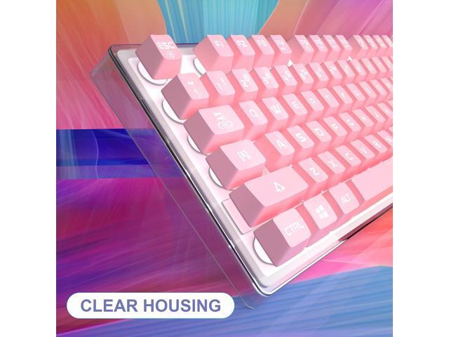 MageGee Gaming Keyboard, 7 Solid Colors Backlit Wired Gaming Keyboard with Clear Housing and Double-Shot Keycaps, K1 Waterproof Ergonomic 104 Keys...