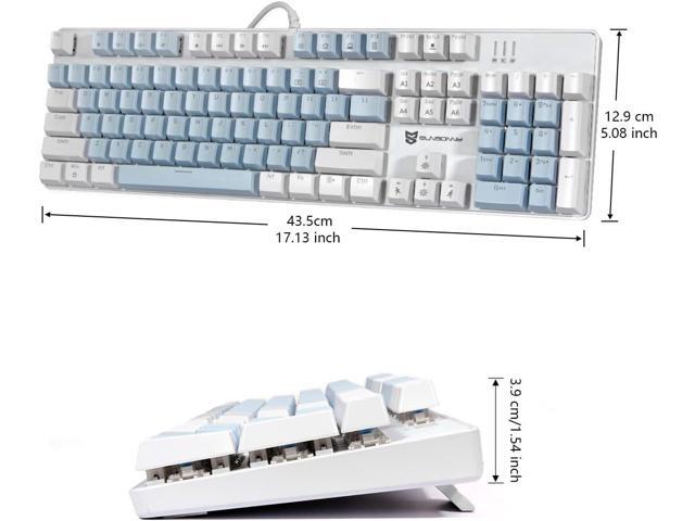 Qisan 104 Mechanical Keyboard for Gaming Large Size USB White Backlit Gaming Keyboard Wired US Layout Blue Switches Hot Swappable Mechanical...