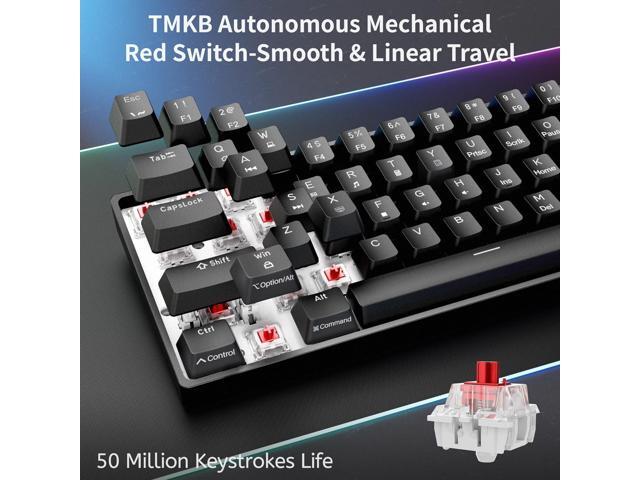 DIERYA 60% Mechanical Keyboard, DK61se Wired Gaming Keyboard with Red Switches,LED Backlit Ultra-Compact 61 Keys Mini Office Keyboard for Windows...