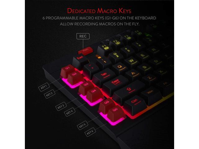 K512 Shiva RGB Backlit Membrane Gaming Keyboard with Multimedia Keys, Linear Mechanical-Feel Switch, 6 Extra On-Board Macro Keys, Dedicated Media...