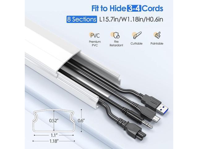125in Cord Cover, Yecaye Large Cord Concealer on Wall Cable Management, Cable Raceway Kit for Mount TVs, Wire Hider for Home Office, 8X L15.7in...
