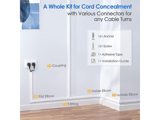 125in Cord Cover, Yecaye Large Cord Concealer on Wall Cable Management, Cable Raceway Kit for Mount TVs, Wire Hider for Home Office, 8X L15.7in...