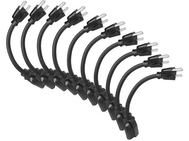 DEWENWILS 10 Pack Short Extension Cord, 1 Foot Power Cord, 16 AWG SJTW Weatherproof Extension Cable for Indoor Outdoor Use, 3 Prong Grounded...
