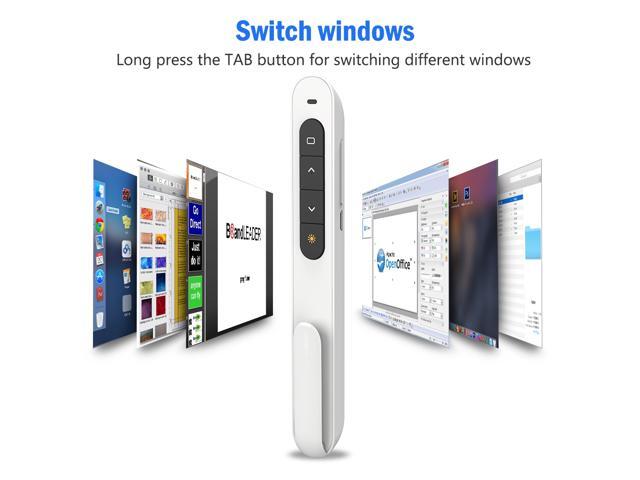 Red Light Wireless Presenter, Powered by AAA (Not Included) Hyperlink Volume Control Presentation Clicker, RF 2.4GHz PowerPoint Clicker...
