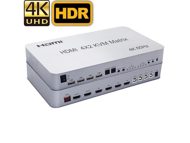 4-port HDMI KVM Matrix Switch 4K HDMI KVM Switch dual monitors hdmi kvm switch 4 port HDMI 4X2 matrix switcher splitter