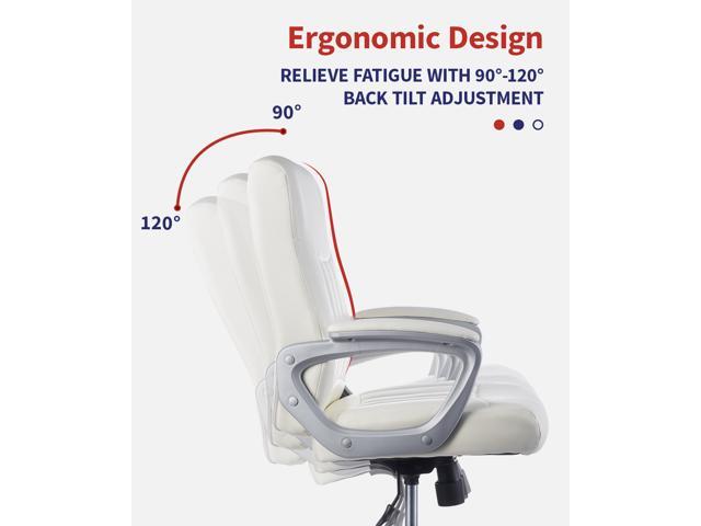CLATINA Leather Office Executive Chair, Mid Back Computer Desk Chair with Lumbar Support and Padded Armrests, Ergonomic Adjustable Swivel Chair for...