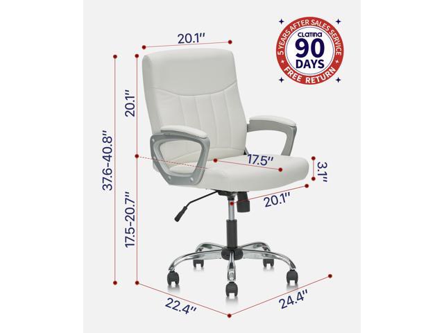 CLATINA Leather Office Executive Chair, Mid Back Computer Desk Chair with Lumbar Support and Padded Armrests, Ergonomic Adjustable Swivel Chair for...