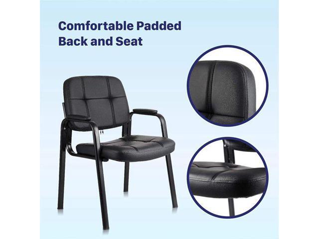 CLATINA Waiting Room Guest Chair with Bonded Leather Padded Arm Rest For Office Reception and Conference Desk Black 2 Quantiy