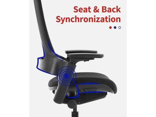 CLATINA Ergonomic High Swivel Executive Chair with Adjustable Height Head 3D Arm Rest Lumbar Support and Upholstered Back for Home Office Black