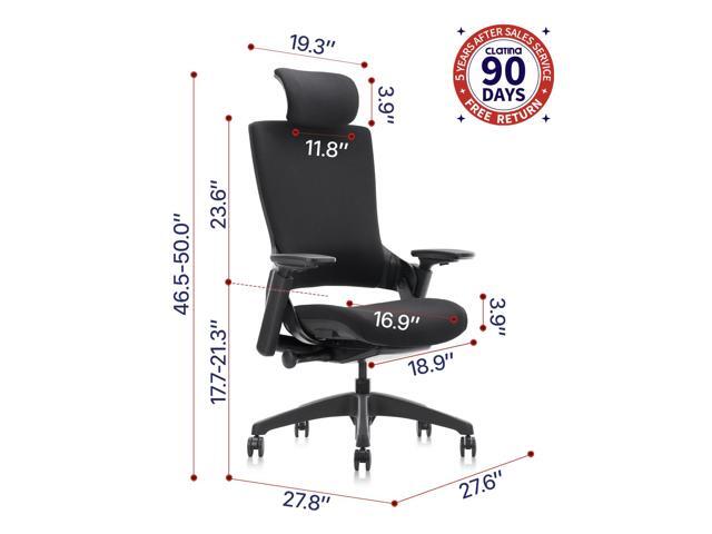 CLATINA Ergonomic High Swivel Executive Chair with Adjustable Height Head 3D Arm Rest Lumbar Support and Upholstered Back for Home Office Black