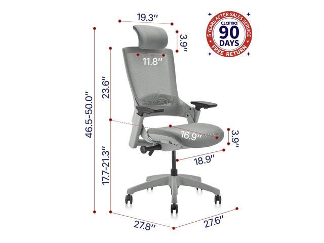 CLATINA Ergonomic High Swivel Executive Chair with Adjustable Height Head 3D Arm Rest Lumbar Support and Upholstered Back for Home Office Black...
