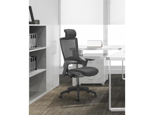 CLATINA Ergonomic High Swivel Executive Chair with Adjustable Height Head 3D Arm Rest Lumbar Support and Upholstered Back for Home Office Black...