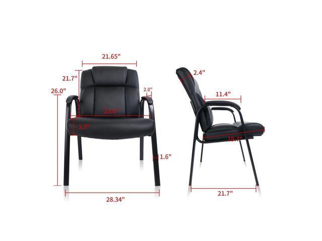 CLATINA Big & Tall 400 lb. Guest Chair, Leather Reception Chairs with Padded Arm Rest for Waiting Room Office Home and Meeting Conference-Black