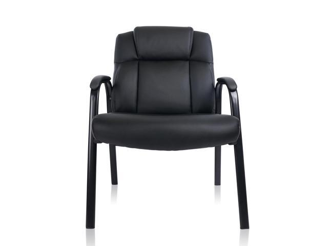 CLATINA Big & Tall 400 lb. Guest Chair, Leather Reception Chairs with Padded Arm Rest for Waiting Room Office Home and Meeting Conference-Black
