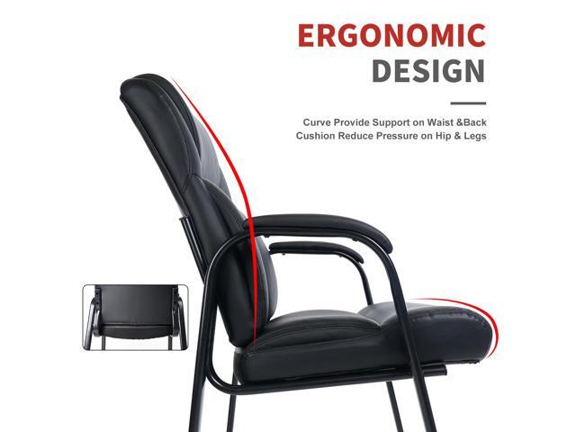 CLATINA Big & Tall 400 lb. Guest Chair, Leather Reception Chairs with Padded Arm Rest for Waiting Room Office Home and Meeting Conference-Black