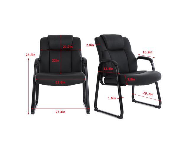 CLATINA Big & Tall 400 lb. Guest Chair, Leather Reception Chairs with Sled Base and Padded Arm Rest for Waiting Room Office Home and Meeting...
