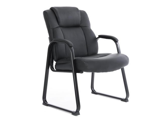 CLATINA Big & Tall 400 lb. Guest Chair, Leather Reception Chairs with Sled Base and Padded Arm Rest for Waiting Room Office Home and Meeting...