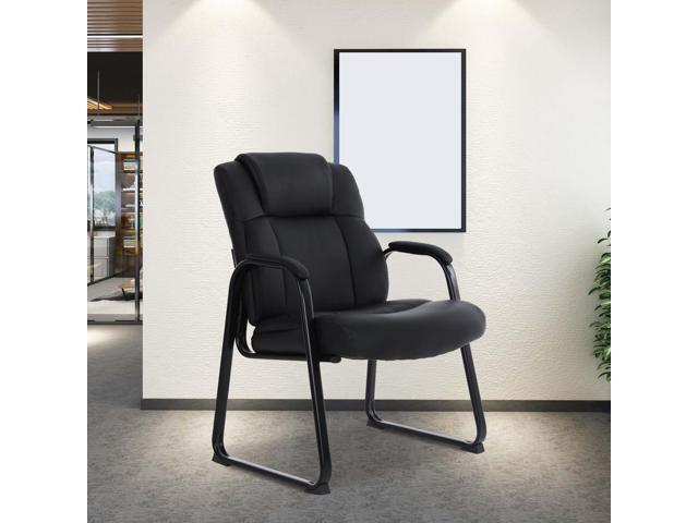 CLATINA Big & Tall 400 lb. Guest Chair, Leather Reception Chairs with Sled Base and Padded Arm Rest for Waiting Room Office Home and Meeting...