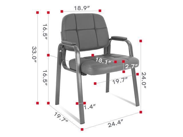 CLATINA Waiting Room Guest Chair with Bonded Leather Padded Arm Rest for Office Reception and Conference Desk Grey