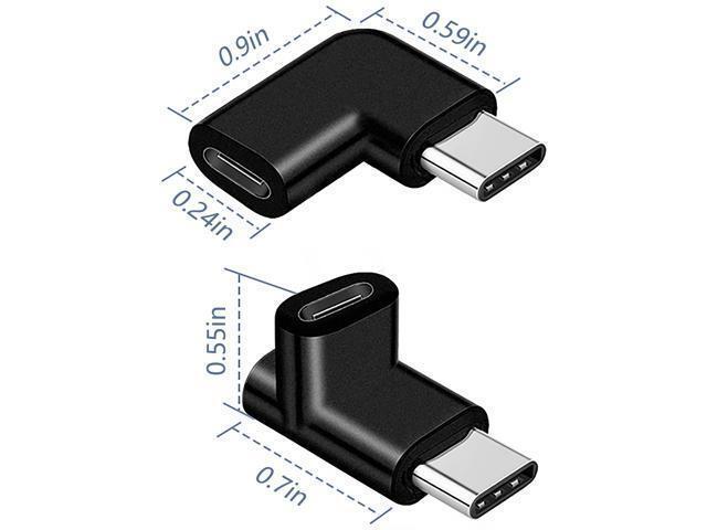 USB C Adapter 90 Degree Male to Female Type C Adapter Angled Right & Left and Up & Down Extension Connector (2Pack)