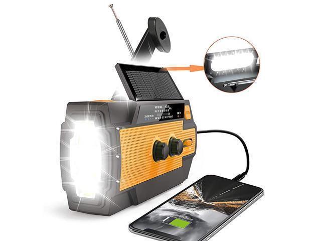 Newest Emergency Crank Radio4000mAhSolar Hand Crank Portable AMFMNOAA Weather Radio with 1W Flashlight amp Motion Sensor Reading LampCell Phone...