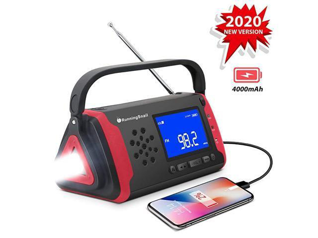 NOAA Weather Crank Solar Powered Portable Radio with 4000mAh Battery Power for Cell Phone, Bright Flashlight for Household and Outdoor Survival...