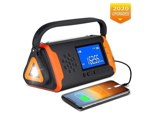 Weather Crank Radio 4000mAh Portable Solar Powered Hand Crank AMFMNOAA Weather Alert Radio Aux Music Play USB Cell Phone Charger SOS Alarm LED...