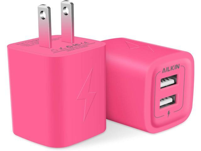 Wall Charger, AILKIN USB Plug Fast Charging Block, Power Adapter Cube 2 Port Charge Travel Brick Cell Quick Chargers Box for iPhone Samsung Galaxy...