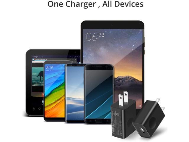 FONKEN USB Wall Charger, 3-Pack 5V 2A Power Adapter Universal Travel USB Plug Cell Phone Block Cube Compatible With iPhone, iPad, Google Nexus,...