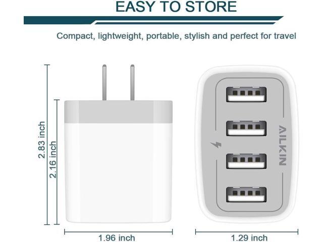USB Charger Adapter, 2-Pack AILKIN 4.8A 4-Muti Port Phone Wall Plug Fast Charging Block Box for iPhone 15 14 13 12 Pro Max 11 SE 10 XR XS X 8 7,...